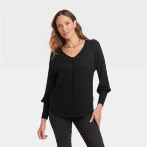 Women's Long Sleeve Knit Top - Knox Rose™ Black XL ($25 Retail)